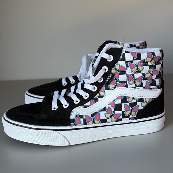 Vans Filmore Hi Butterfly Checkerboard Sneakers Size 9.5 - Picture 5 of 7